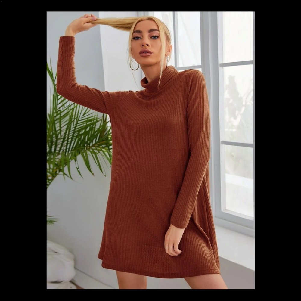 BRAND NEW NEVER WORN rolled neck solid tee dress